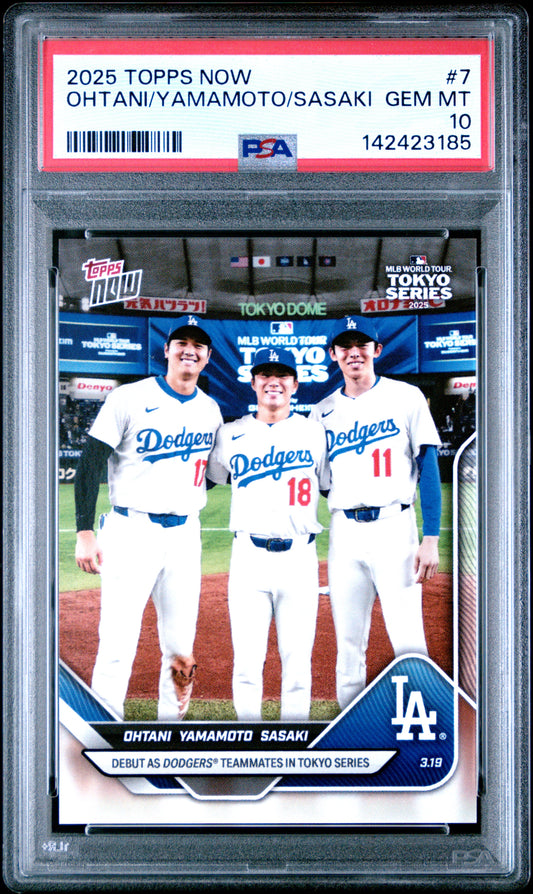 2025 Topps Now #7 Ohtani/Yamamoto/Sasaki PSA 10 142423185