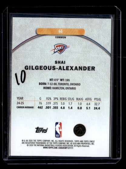 2025-26 Finest #66 Shai Gilgeous-Alexander Oil Spill Refractor