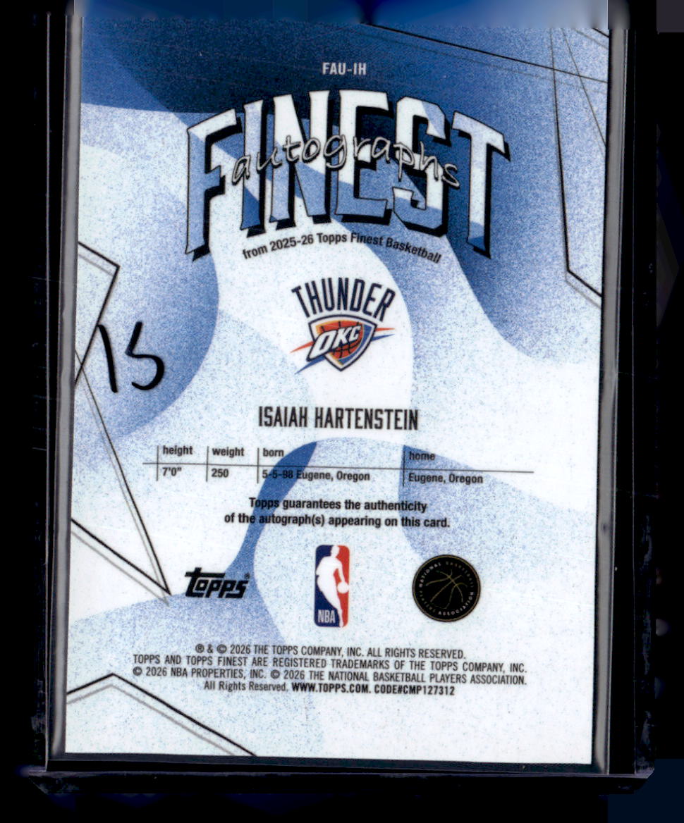 2025-26 Finest #FAU-IH Isaiah Hartenstein Finest Autographs
