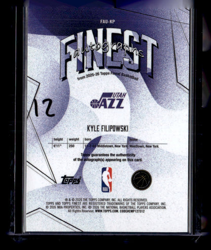 2025-26 Finest #FAU-KP Kyle Filipowski Finest Autographs
