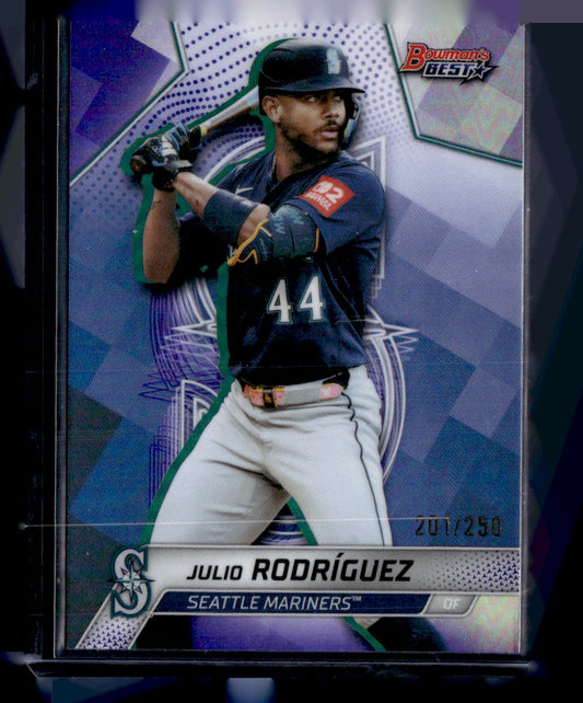 2025 Bowman’s Best #49 Julio Rodríguez Purple Refractor #/250