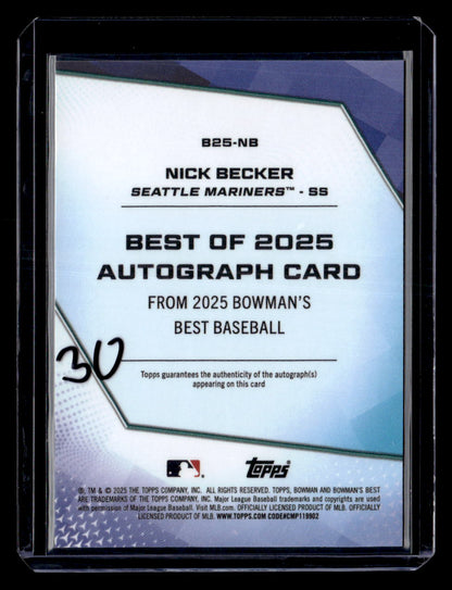 2025 Bowman’s Best #B25-NB Nick Becker Best of 2025 Autographs Refractor