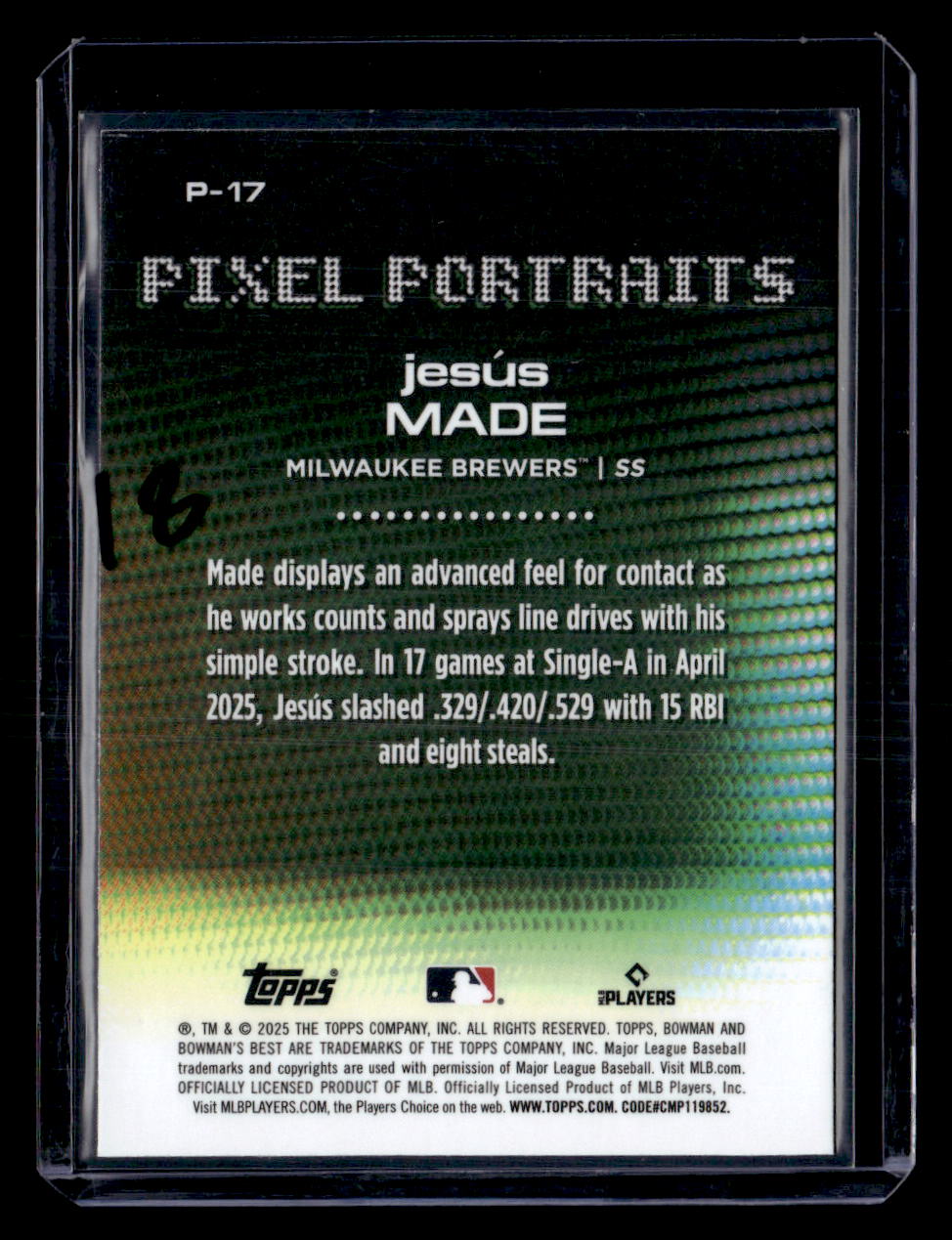 2025 Bowman’s Best #P-17 Jesús Made Pixel Portraits