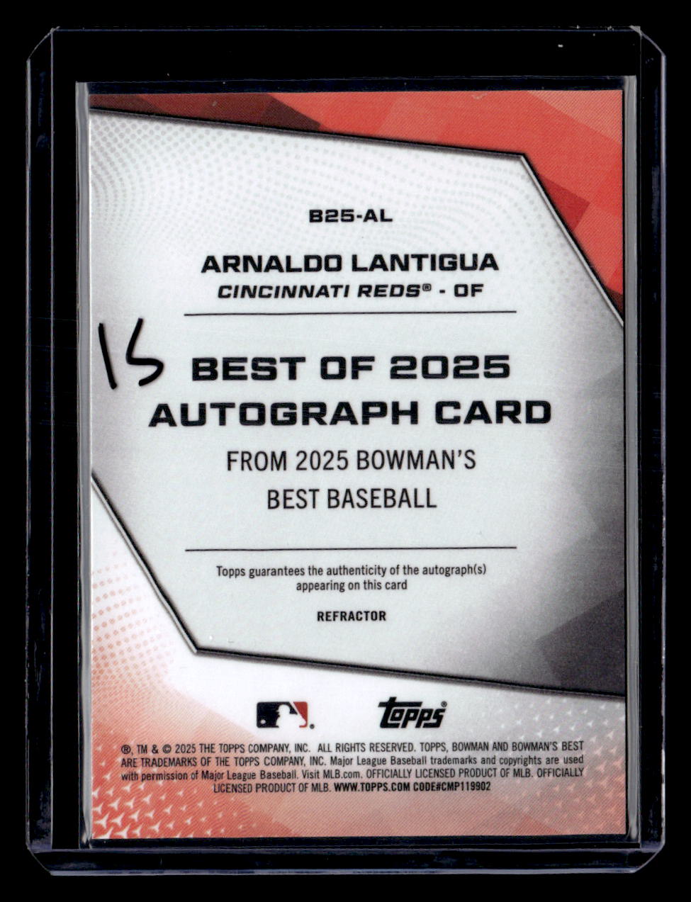 2025 Bowman’s Best #B25-AL Arnaldo Lantigua Best of 2025 Autographs Refractor
