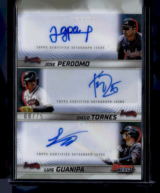 2025 Bowman’s Best #TA-PTG Guanipa /Perdomo/Tornes Triple Autographs #/75