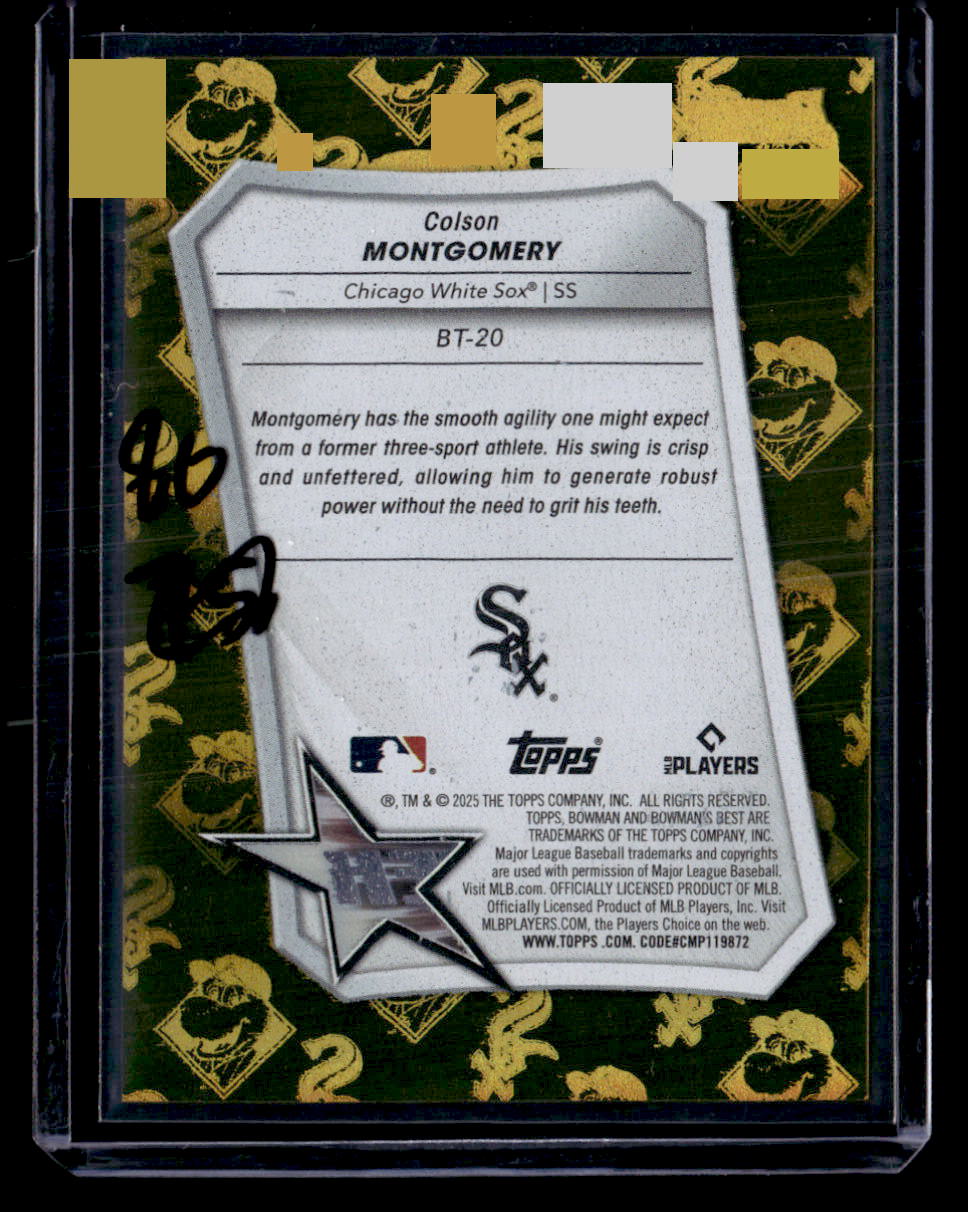 2025 Bowman’s Best #BT-20 Colson Montgomery Best Tek Gold #/50