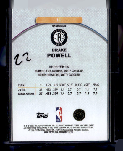 2025-26 Finest #111 Drake Powell Oil Spill Refractor
