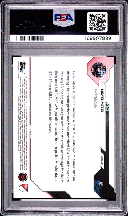 2026 TOPPS NOW MLS LIONEL MESSI #18 PSA 10