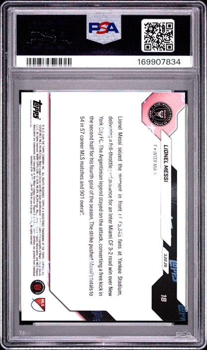 2026 TOPPS NOW MLS LIONEL MESSI #18 PSA 9