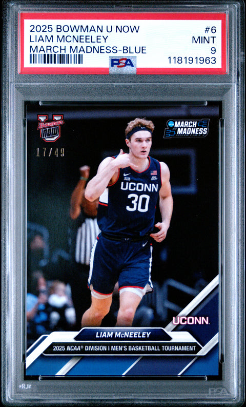 2025 BOWMAN U NOW MARCH MADNESS LIAM MCNEELEY #6 PSA 9 - Image 2