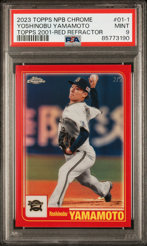 2023 TOPPS NPB CHROME TOPPS 2001 YOSHINOBU YAMAMOTO #01-1 PSA 9 - Image 1