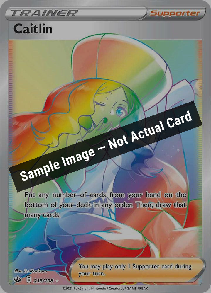 Pokemon,SWSH06: Chilling Reign,Caitlin (Secret) - 213/198,Holofoil,Lightly Played — Sample Image, Not Actual Card