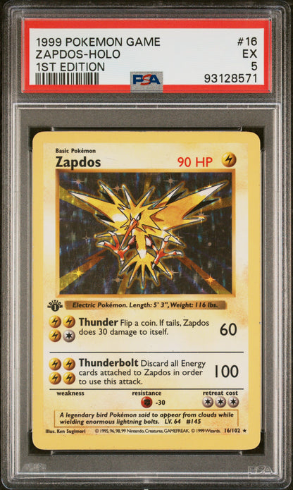 1999 Pokemon Game #16 Zapdos-Holo 1st Edition PSA 5