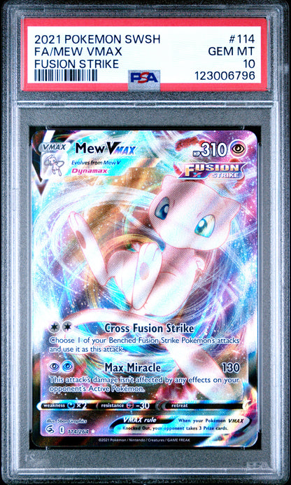 2021 Pokemon Sword & Shield Fusion Strike #114 Fa/Mew Vmax Fusion Strike PSA 10