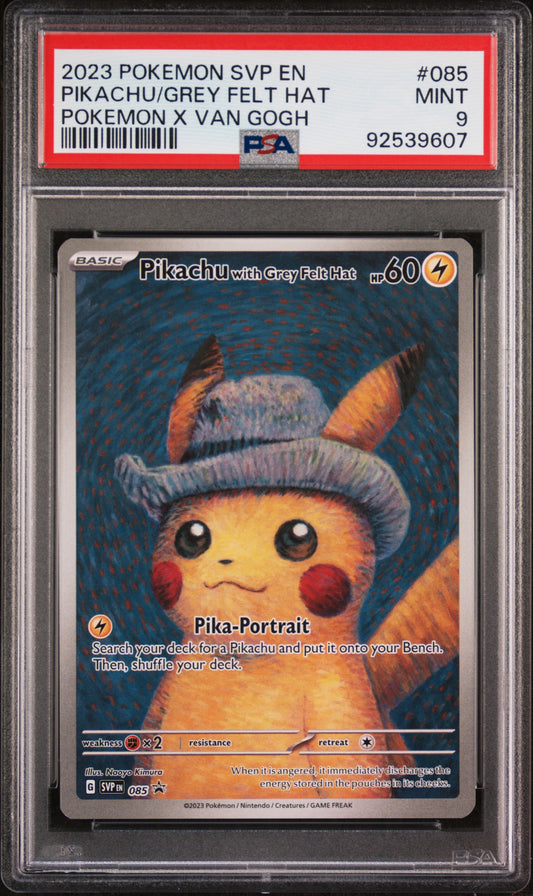 2023 Pokemon Svp En-Sv Black Star Promo #085 Pikachu/Grey Felt Hat Pokemon X Van Gogh PSA 9