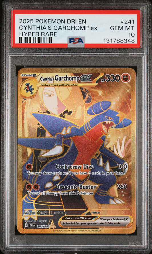 2025 Pokemon Dri En-Destined Rivals #241 Cynthia'S Garchomp Ex Hyper Rare PSA 10