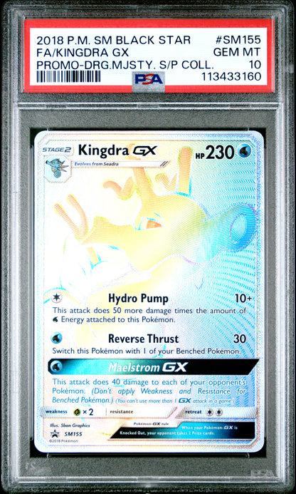 2018 Pokemon Sm Black Star Promo #SM155 Fa/Kingdra Gx Promo-Drg.Mjsty. S/P Coll. PSA 10