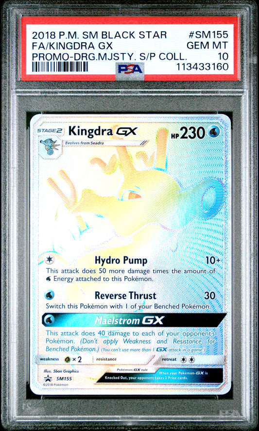2018 Pokemon Sm Black Star Promo #SM155 Fa/Kingdra Gx Promo-Drg.Mjsty. S/P Coll. PSA 10