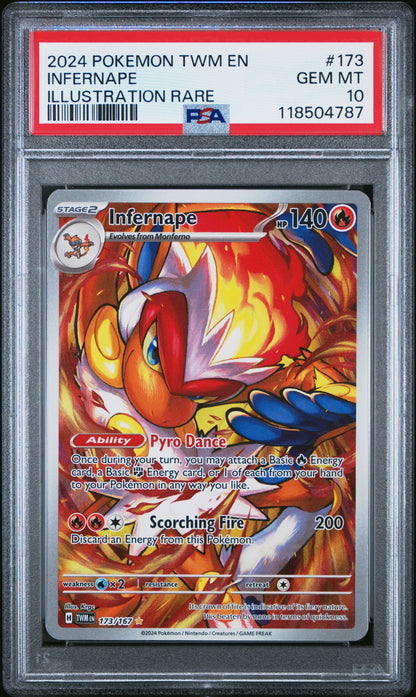 2024 Pokemon Twm En-Twilight Masquerade #173 Infernape Illustration Rare PSA 10