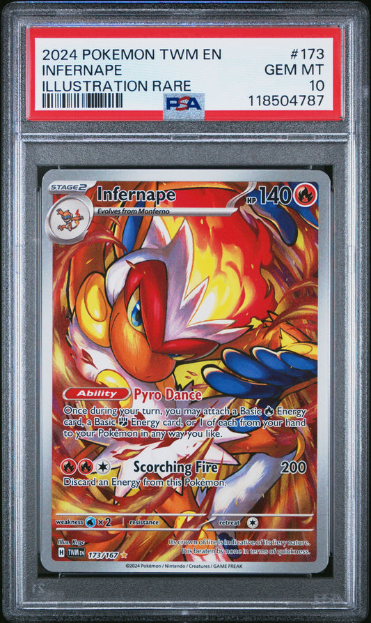 2024 Pokemon Twm En-Twilight Masquerade #173 Infernape Illustration Rare PSA 10
