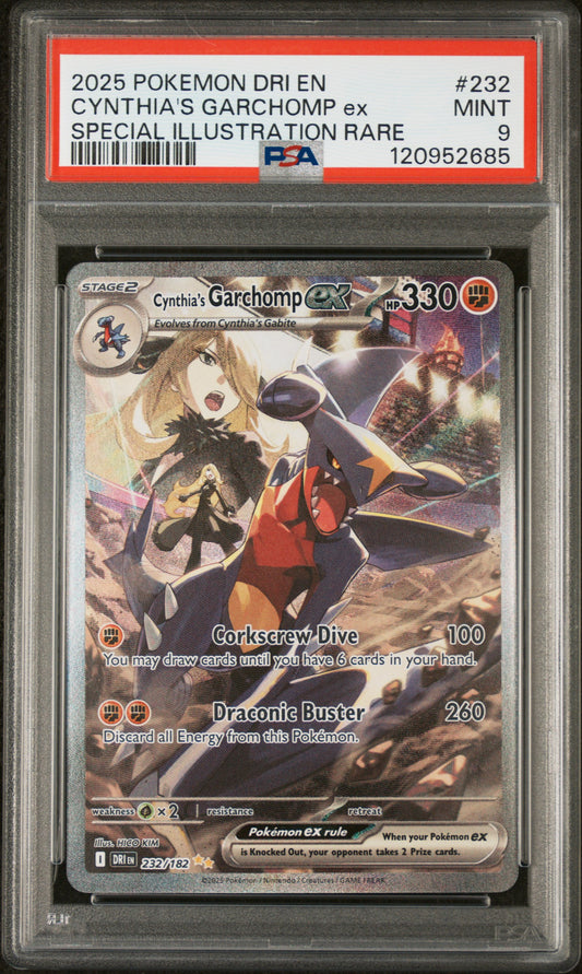 2025 Pokemon Dri En-Destined Rivals #232 Cynthia'S Garchomp Ex Special Illustration Rare PSA 9