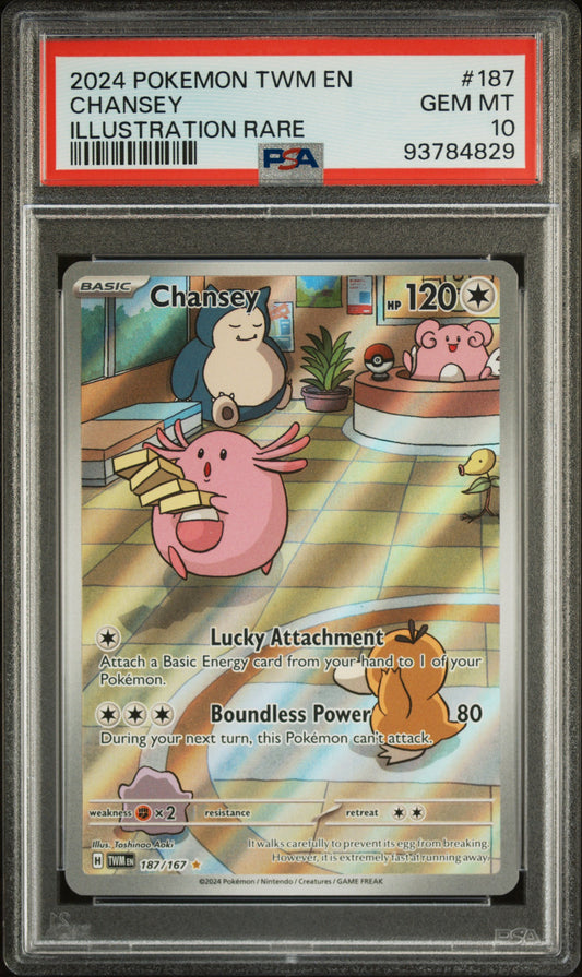 2024 Pokemon Twm En-Twilight Masquerade #187 Chansey Illustration Rare PSA 10
