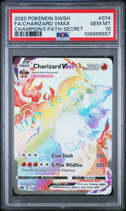 2020 Pokemon Sword & Shield Champion'S Path #074 Fa/Charizard Vmax Champion'S Path-Secret PSA 10