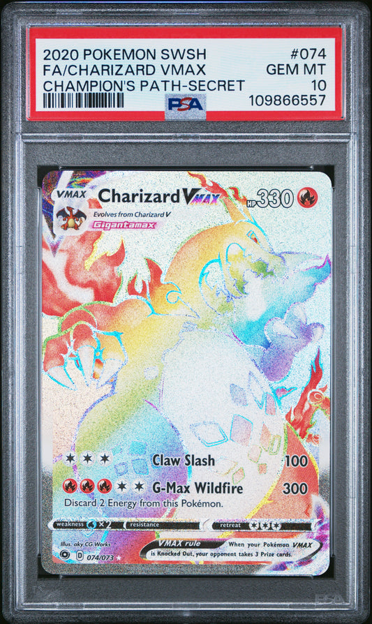 2020 Pokemon Sword & Shield Champion'S Path #074 Fa/Charizard Vmax Champion'S Path-Secret PSA 10