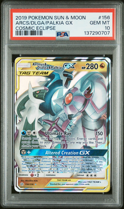 2019 Pokemon Sun & Moon Cosmic Eclipse #156 Arcs/Dlga/Palkia Gx Cosmic Eclipse PSA 10