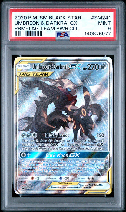 2020 Pokemon Sm Black Star Promo #SM241 Umbreon & Darkrai Gx Prm-Tag Team Pwr.Cll. PSA 9