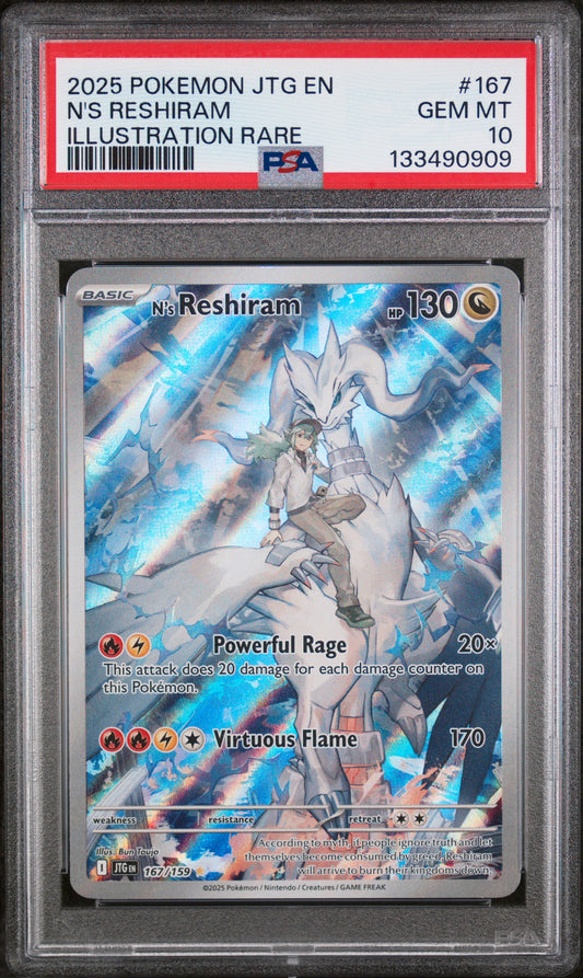 2025 Pokemon Jtg En-Journey Together #167 N'S Reshiram Illustration Rare PSA 10