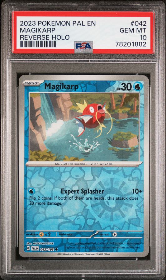 2023 Pokemon Pal En-Paldea Evolved #042 Magikarp Reverse Holo PSA 10