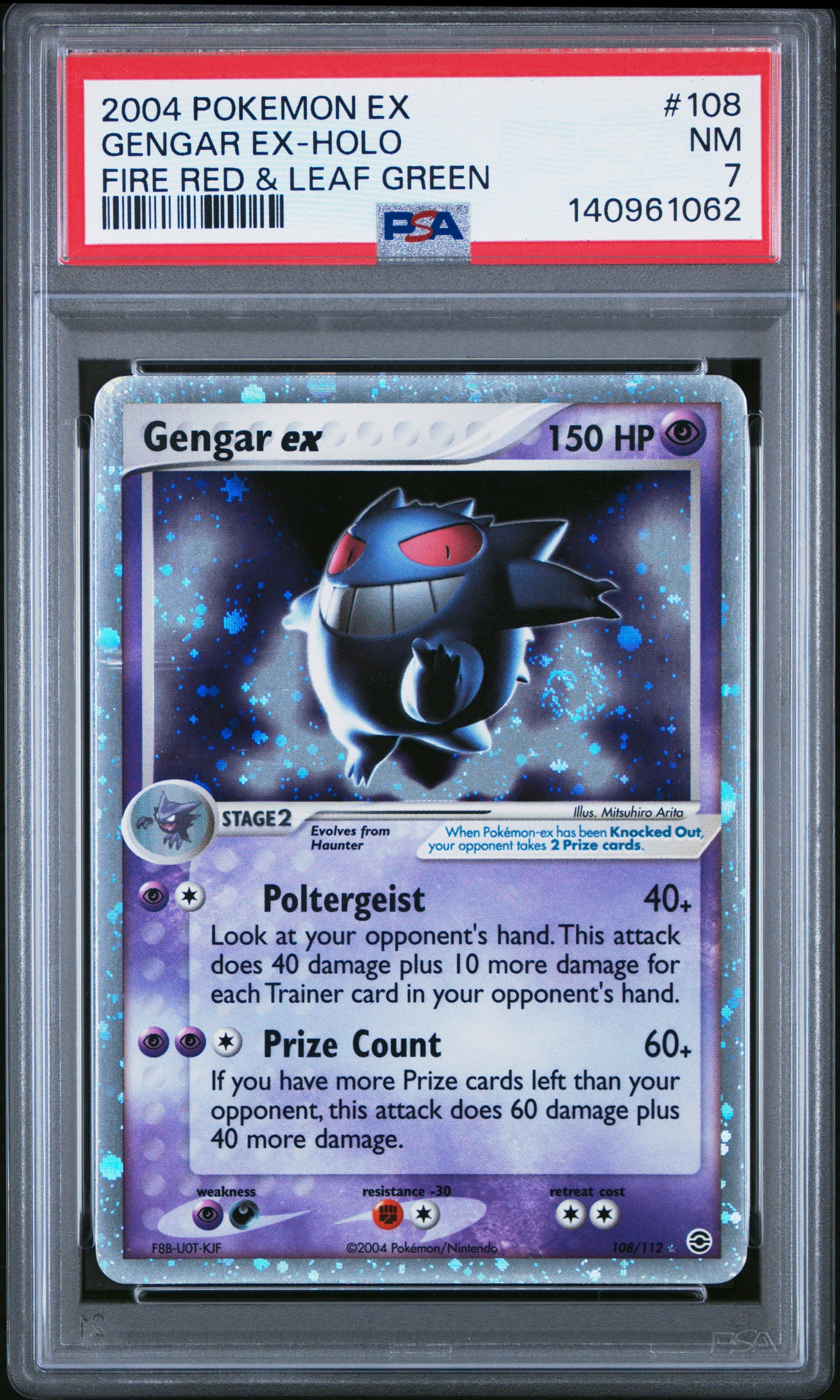 2004 Pokemon Ex Fire Red & Leaf Green #108 Gengar Ex-Holo PSA 7