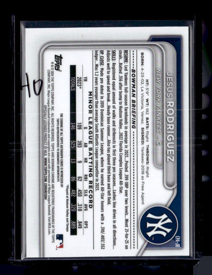 2024 Bowman #CPA-JR Jesus Rodriguez Chrome Prospect Auto Blue Refractor #/150