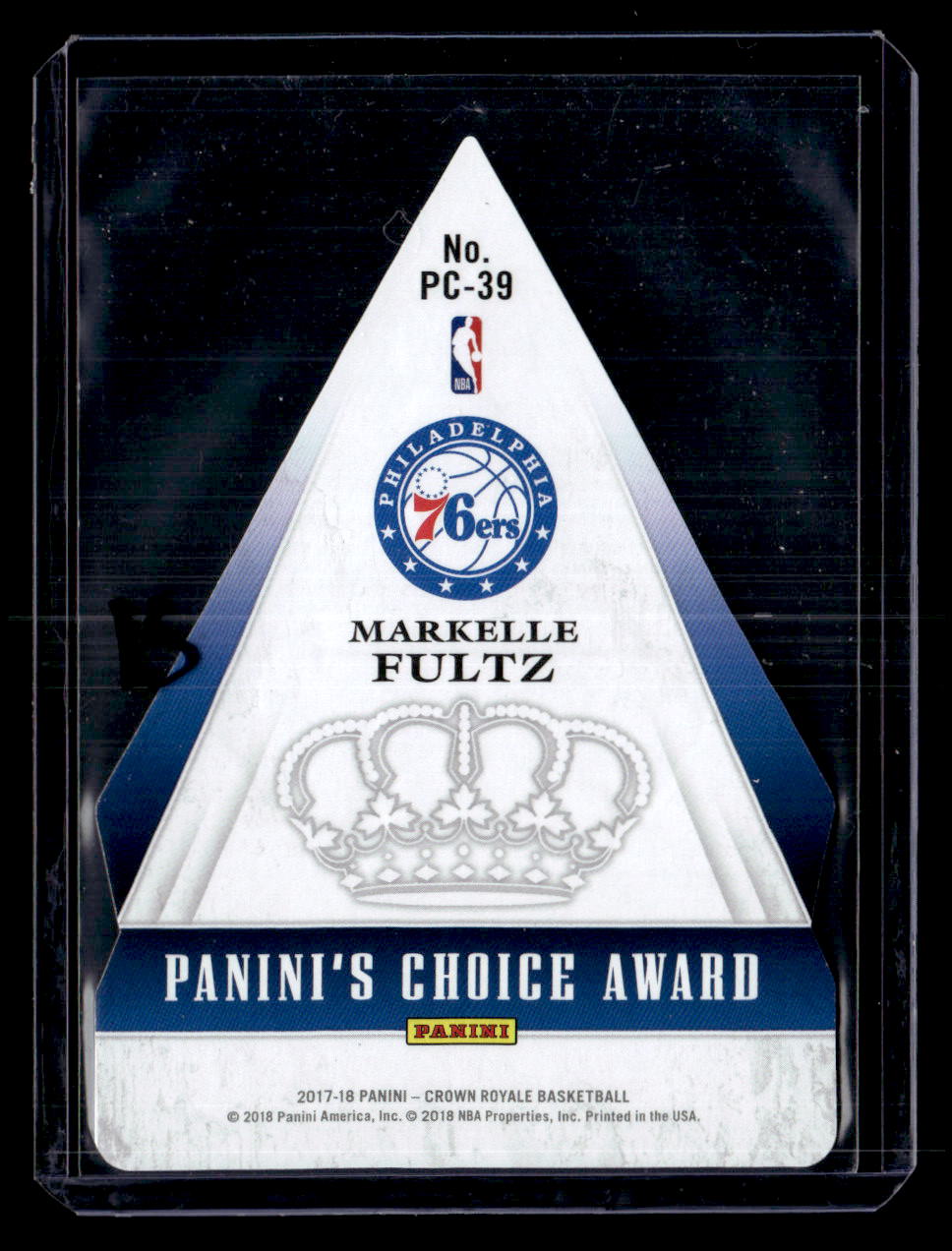 2017-18 Panini Crown Royale #PC-39 Markelle Fultz Panini's Choice Blue #/25