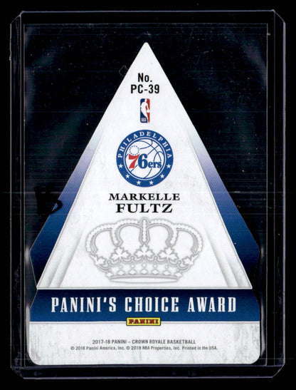 2017-18 Panini Crown Royale #PC-39 Markelle Fultz Panini's Choice Blue #/25