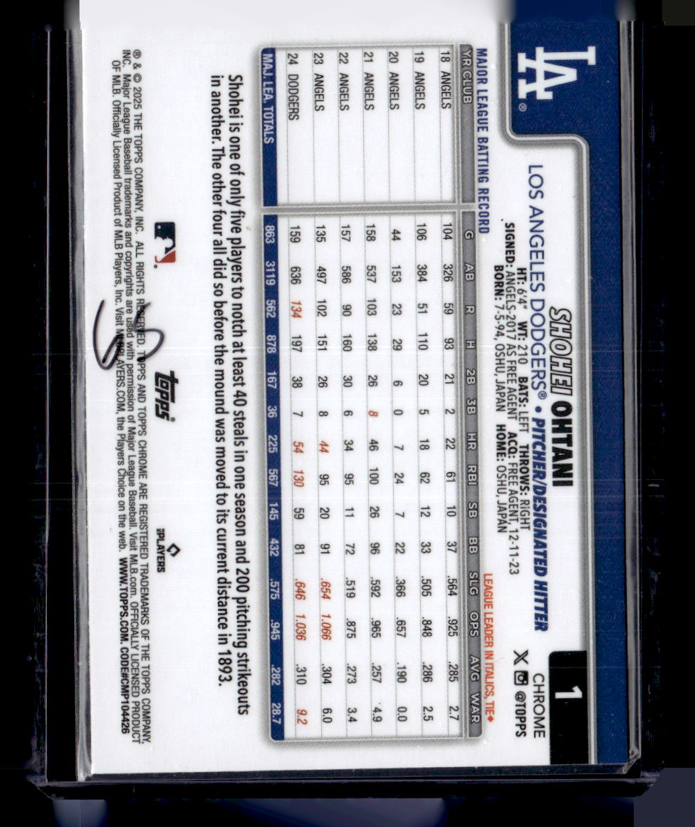 2025 Topps Chrome #1 Shohei Ohtani Sepia Refractors