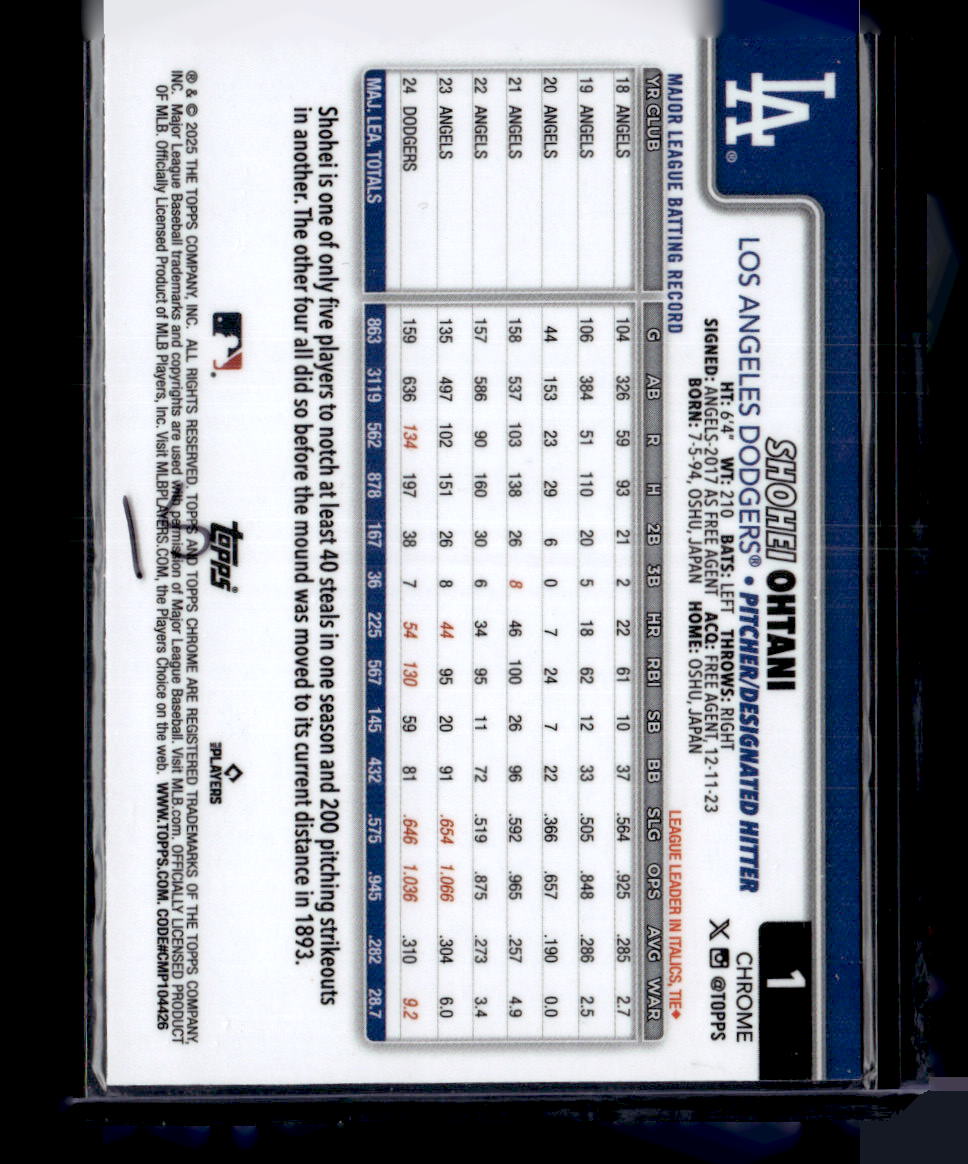 2025 Topps Chrome #1 Shohei Ohtani