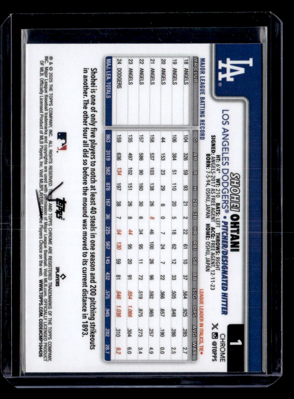 2025 Topps Chrome #1 Shohei Ohtani