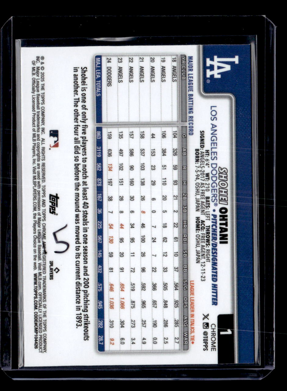 2025 Topps Chrome #1 Shohei Ohtani