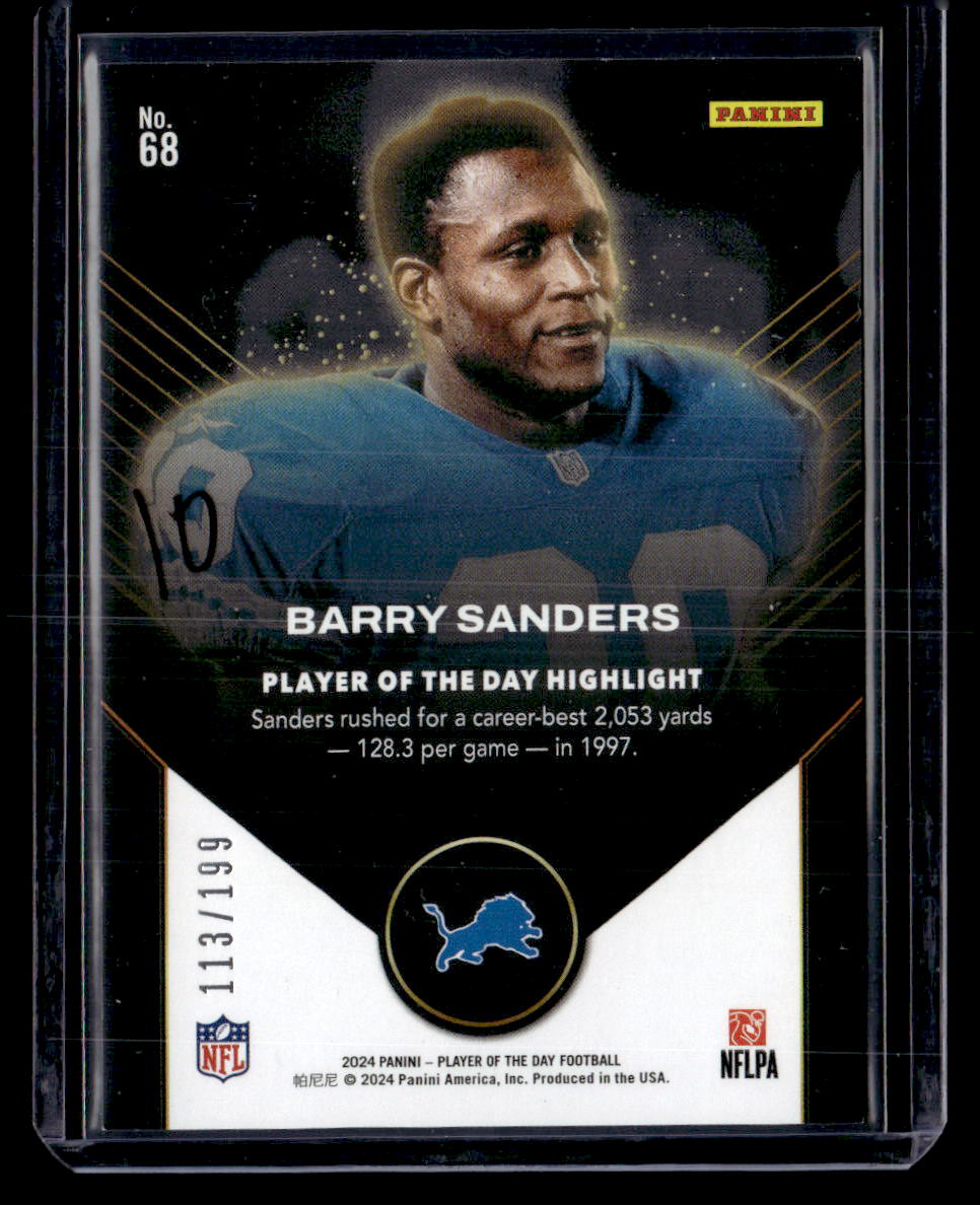 2024 Panini Player of the Day #68 Barry Sanders Orange #/199