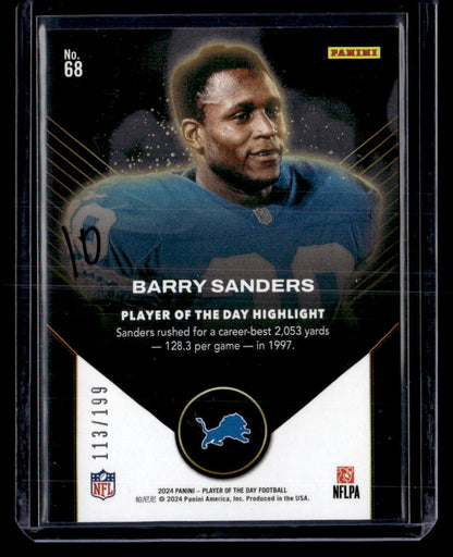2024 Panini Player of the Day #68 Barry Sanders Orange #/199