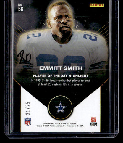 2024 Panini Player of the Day #56 Emmitt Smith Purple #/25
