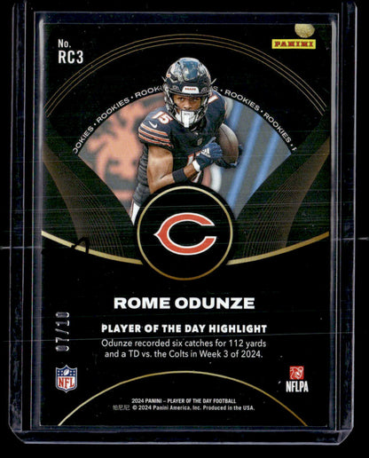 2024 Panini Player of the Day #RC3 Rome Odunze Rookies - Gold #/10