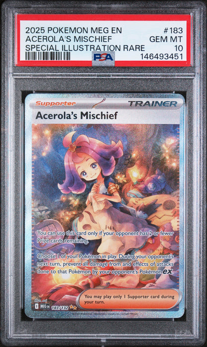 2025 Pokemon Meg En-Mega Evolution #183 Acerola'S Mischief Special Illustration Rare PSA 10