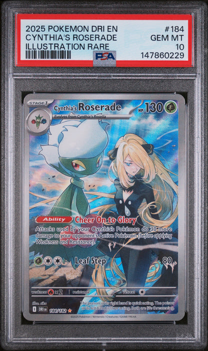 2025 Pokemon Dri En-Destined Rivals #184 Cynthia'S Roserade Illustration Rare PSA 10