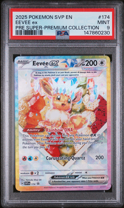 2025 Pokemon Svp En-Sv Black Star Promo #174 Eevee Ex Pre Super-Premium Collection PSA 9