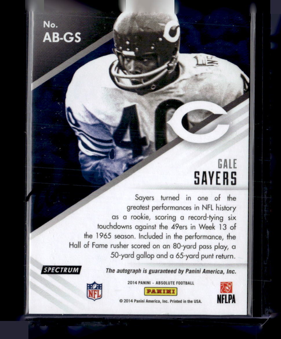 2014 Panini Absolute #AB-GS Gale Sayers Absolute Ink Spectrum Platinum #/5
