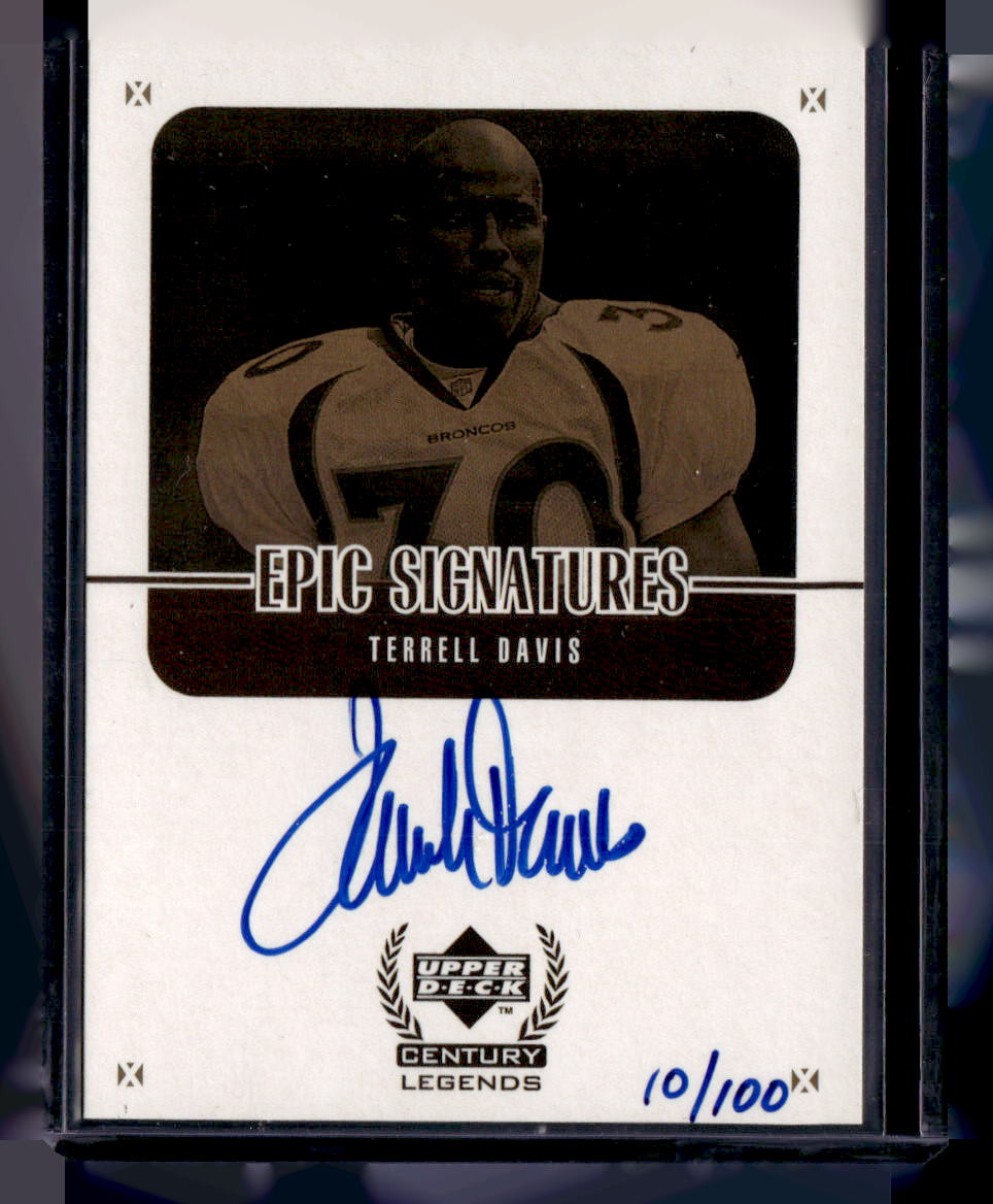 1999 Upper Deck Century Legends #TDC Terrell Davis Epic Signatures Gold #/100
