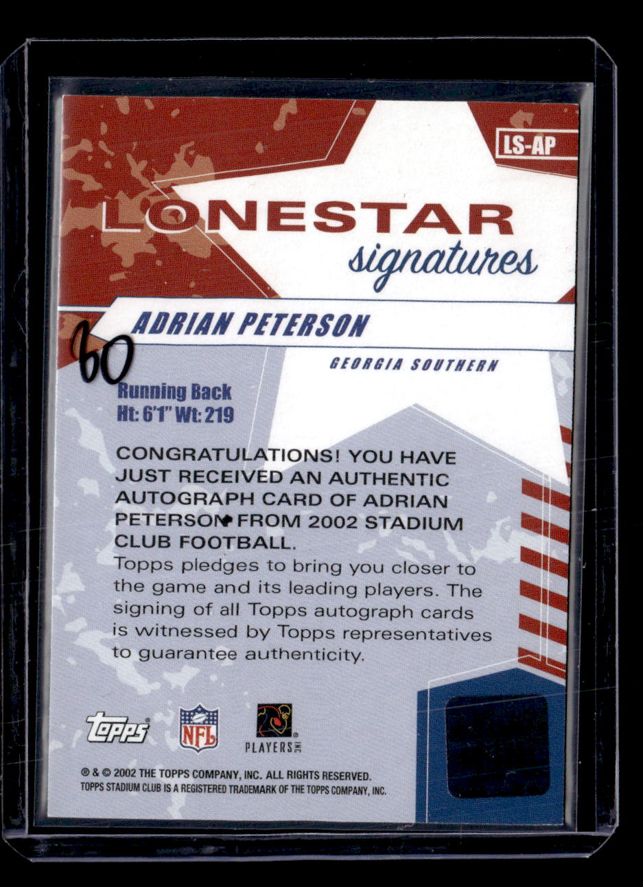 2002 Stadium Club #LS-AP Adrian Peterson Lone Star Signatures